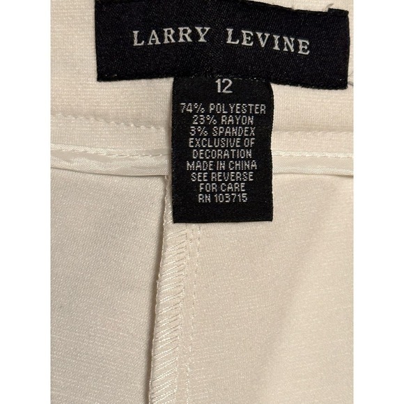 Larry Levine White Career/Dress Stretch Dress Pants Sz 12 - Picture 5 of 11